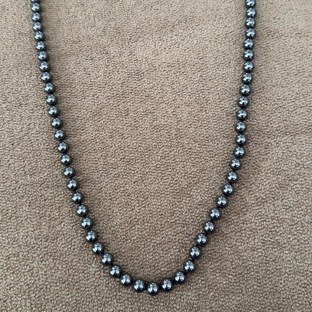 Silver Tone Heavy Quality 32”Beaded Necklace (TD)